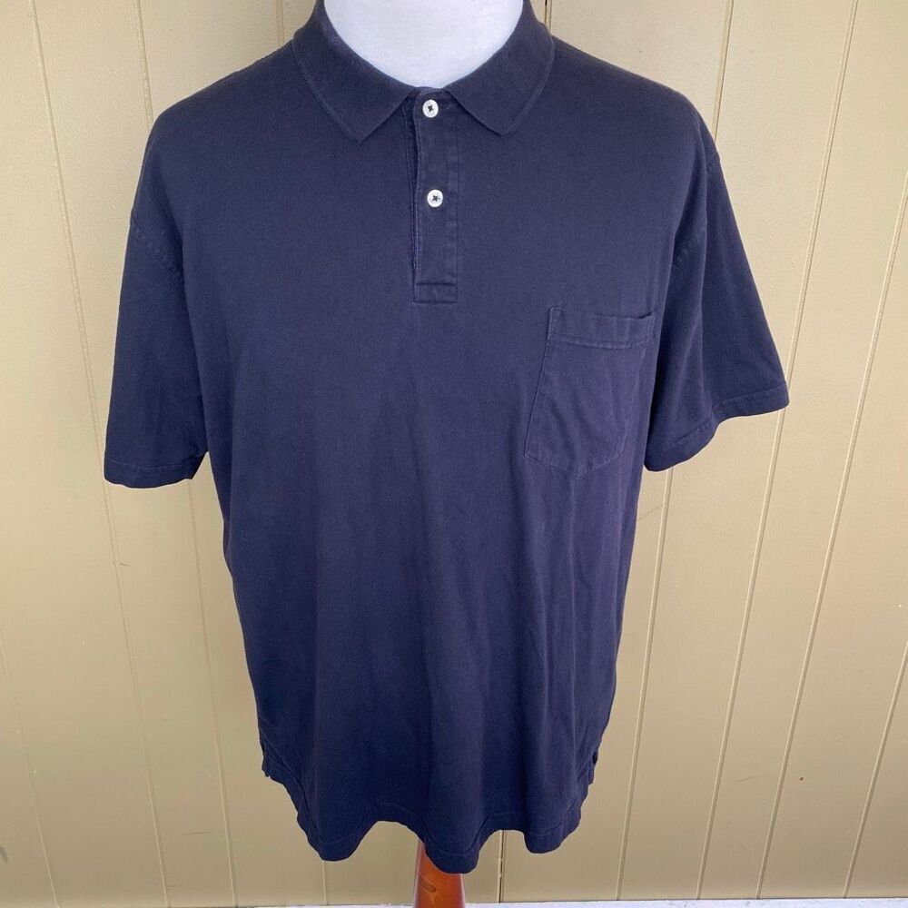 St John’s Bay men XXL100% cotton 2 button short sleeve polo w/chest pocket black